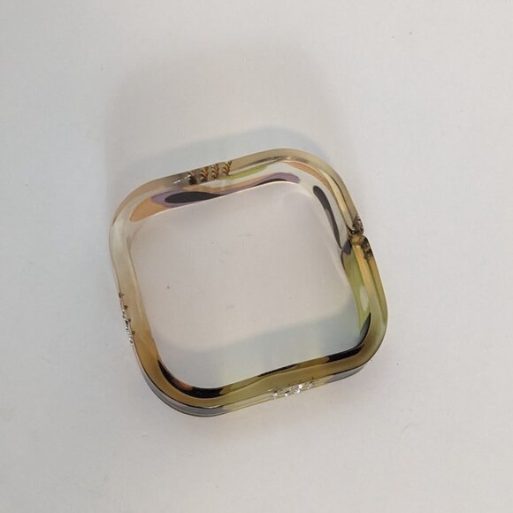 Vintage Square Bracelet Bangle Acrylic Tortoise Costume Jewelry MCM Retro - Picture 3 of 6